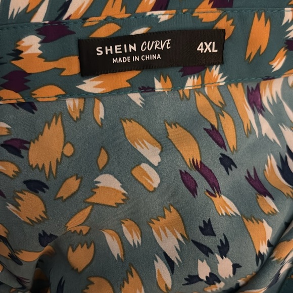 SHEIN LUNE Plus Allover Print Roll Tab Sleeve Shirt 4XL - Picture 6 of 8